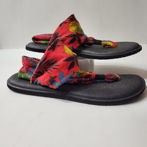 Sanuk Hawaii Slingback Sandals Print Sz 8